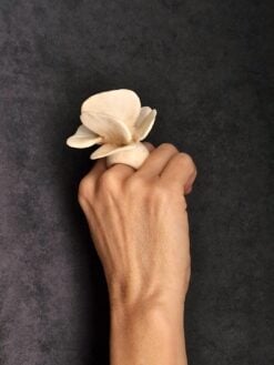 Alternative view of Vegan Ivory Flower Ring - Size 7