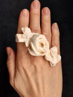 Vegan Ivory Flower Ring - Size 6.5