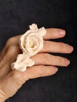 Alternative view of Vegan Ivory Flower Ring - Size 6.5