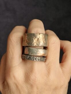 White Bronze Plated Alloy Rings (Set of 3) - Size 11