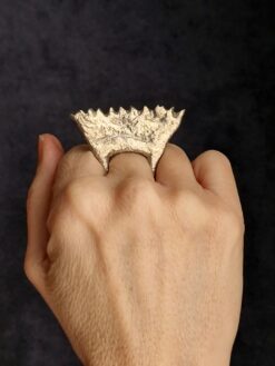 White Bronze Plated Alloy Ring - Size 8