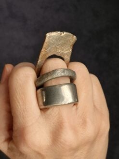 White Bronze Plated Alloy Rings (Set of 3) - Size 9
