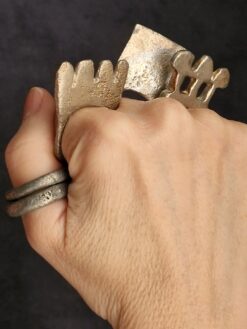 White Bronze Plated Alloy Rings (Set of 5) - Size 9.5
