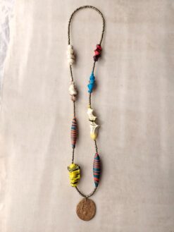 Alternative view of Multi-Color Bead with Nickle-Free Gold-Plated Necklace