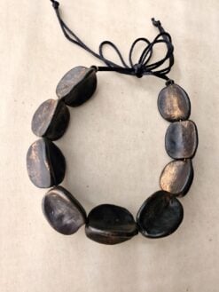 Alternative view of Black with Gold Sheen Pod Necklace (Adjustable Length)