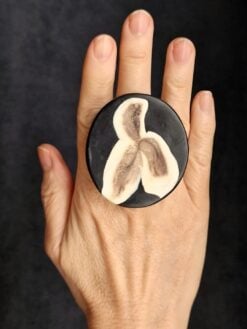 Black & Vegan Ivory Ring - Size 6.5