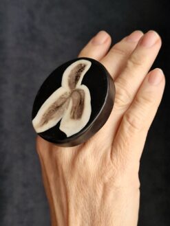 Alternative view of Black & Vegan Ivory Ring - Size 6.5