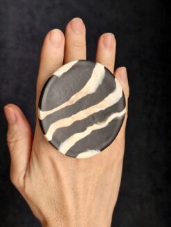 Black & Vegan Ivory Ring - Size 8