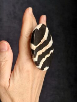 Alternative view of Black & Vegan Ivory Ring - Size 8