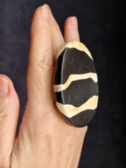 Alternative view of Black & Vegan Ivory Ring - Size 7.5