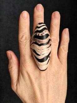 Black & Vegan Ivory Ring - Size 8.5