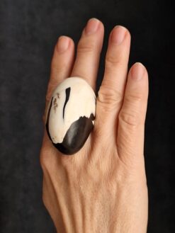 Alternative view of Vegan Ivory & Black Ring - Size 8