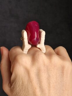 Pink Bead & White Spin Ring - Size 8.5