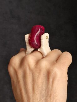Alternative view of Pink Bead & White Spin Ring - Size 8.5