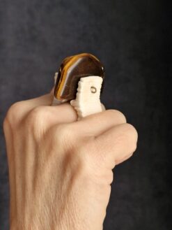 Alternative view of Tiger's Eye Stone & Vegan Ivory Spin Ring - Size 7.5