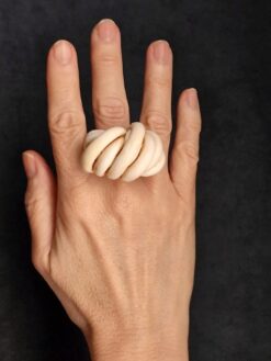 Vegan Ivory Sculptured Ring - Size 7.5