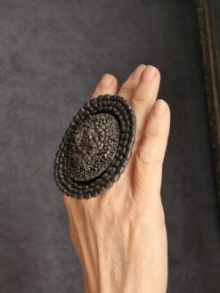 Alternative view of Black with Gold Sheen Sculptured Ring - Size 7