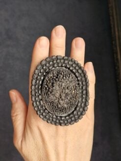 Black with Gold Sheen Sculptured Ring - Size 7