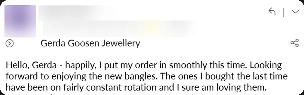 Email: “The ones I bought the last time have been on fairly constant rotation and I sure am loving them.”